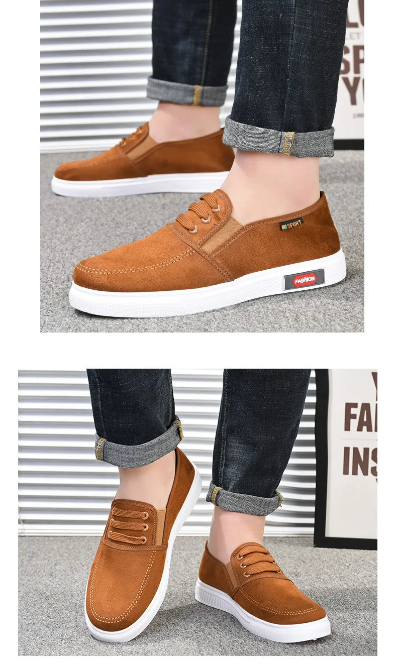 Men Shoes Breathable Canvas Shoes for Youth Student Slip on Walking Sneakers Driving Loafers House Moccasins Work Skate Flats