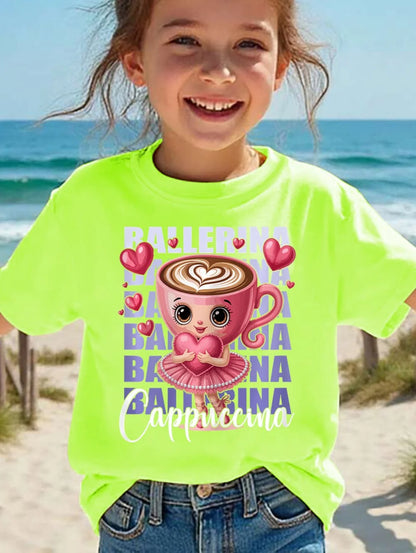 Italian Brainrot Cute Meme T-Shirt for Girls Clothes Ballerina Cappuccino Print Tee Tops Pink Summer Kawaii Outfits Streetwear