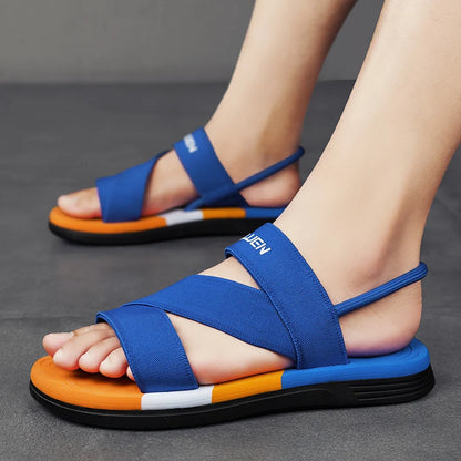 Men's Sandals, Solid Color Blocked Open Toe Breathable Slippers, Comfortable, Non-slip, Durable, Casual Shoes