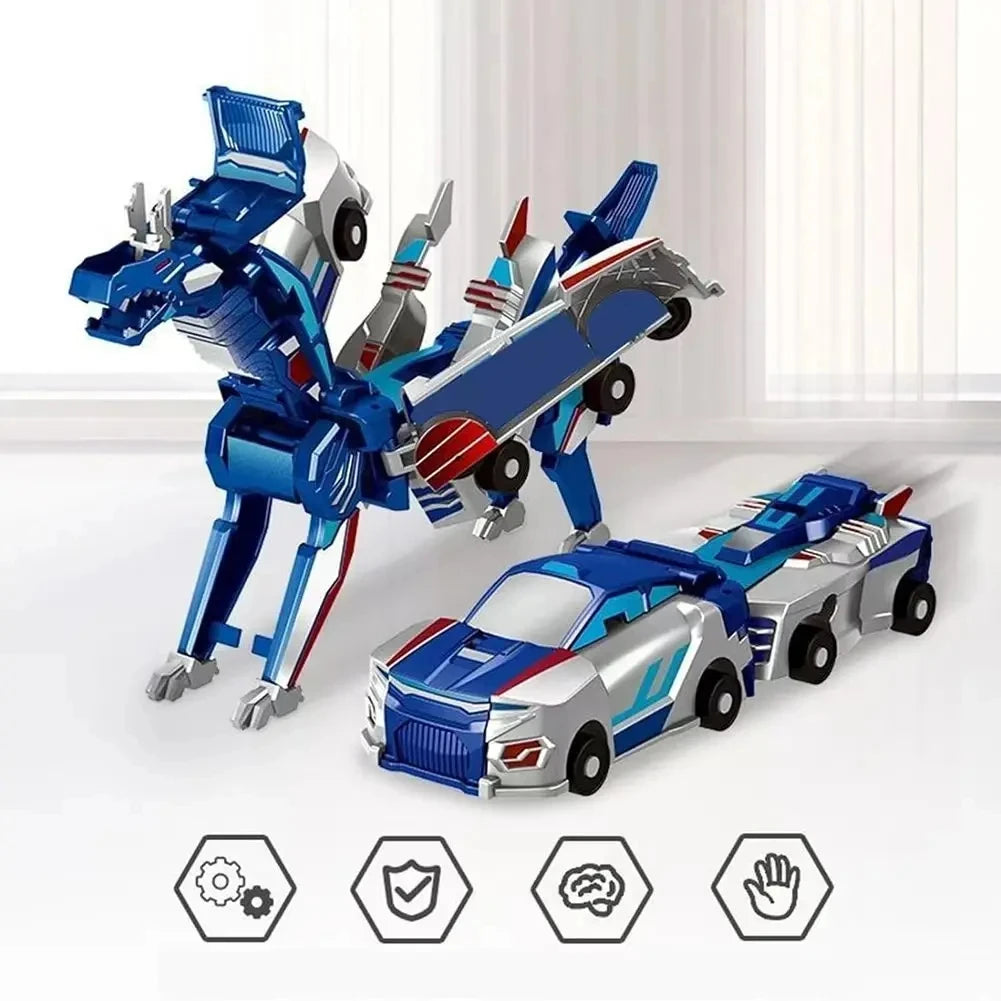 Magnetic 2-in-1 Transforming Car Toy for Kids – Unicorn & Dinosaur Robot, DIY Impact Deformation Racing Educational Gift