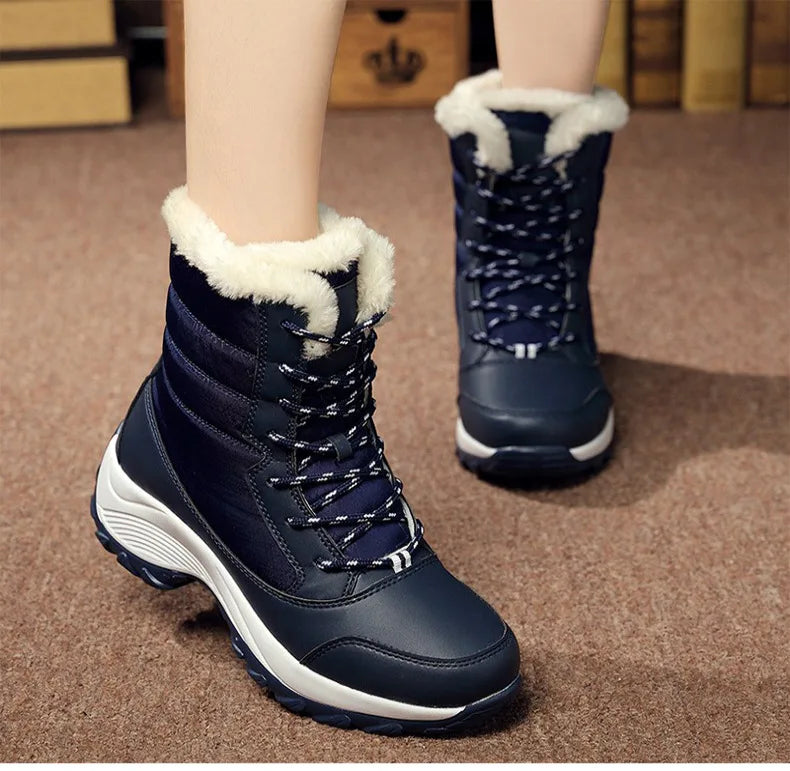 Women's Boots Women Heels Boots For Winter Shoes Woman Keep Warm Fur Botas Mujer 2025 Snow Boots Platform Shoes White Black Boot