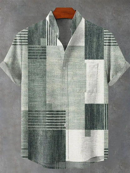 3D Men's Hawaiian Shirt Men's Linen Summer Stitching Retro Shirt Single Breasted Short Sleeved Top Camisa Hawaiana Hombre