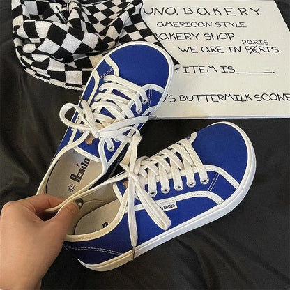 Designer Sneakers Canvas Shoes Women Low Top Sneakers Wide Toe Lace Up Zapatos Shoes 2023 Girls Red Blue Sneakers Girls Tenis