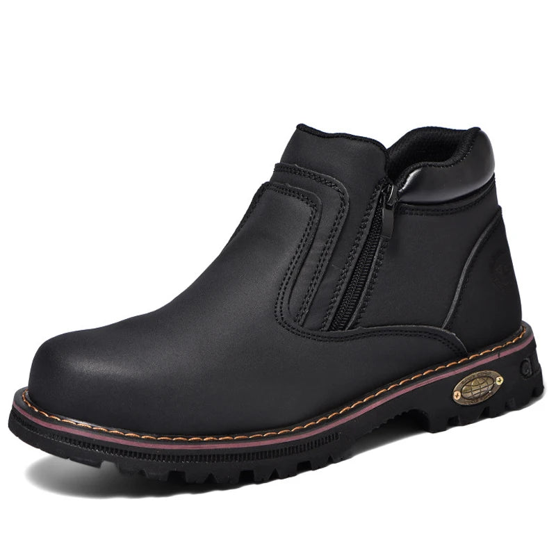 Anti Puncture Anti Smashing Work Boots Safety Steel Toe Shoes Men Waterproof Leather Boots Protective Shoes Safety Men Boots