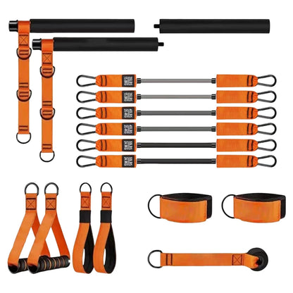 Pilates Workout Equipment W/ Resistance Bands Portable Weighted Exercise Pilates Bar for Home Gym Fitness Yoga Strength Training