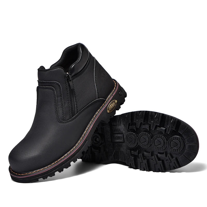 Anti Puncture Anti Smashing Work Boots Safety Steel Toe Shoes Men Waterproof Leather Boots Protective Shoes Safety Men Boots