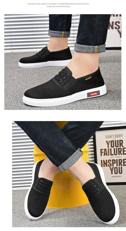 Men Shoes Breathable Canvas Shoes for Youth Student Slip on Walking Sneakers Driving Loafers House Moccasins Work Skate Flats