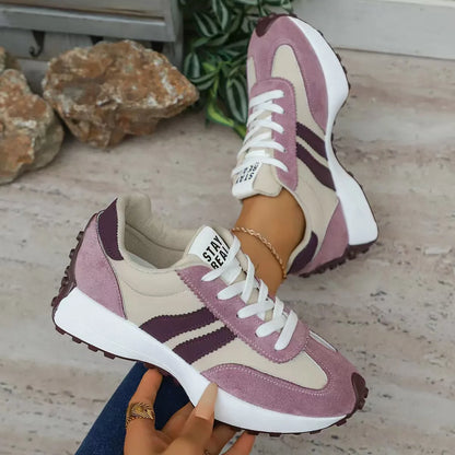 2026 Spring Retro Platform Women's Sneakers Summer Casual Patchwork Leather Sneakers Women's Outdoor Casual Comfort Shoes