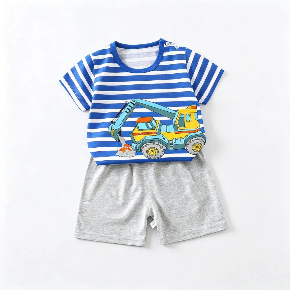 Kids Clothes Set Baby Boy/Girl T-Shirt + Shorts Summer Clothing Cotton Cartoon Casual Boys Tracksuit Children Baby Clothes Set