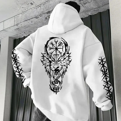 2025 Fashion Ancient Nordic Crow Wolf Men Women Hooded Sweatshirt Autumn Winter Daily Outdoor Vacation Casual Warm Sportswear