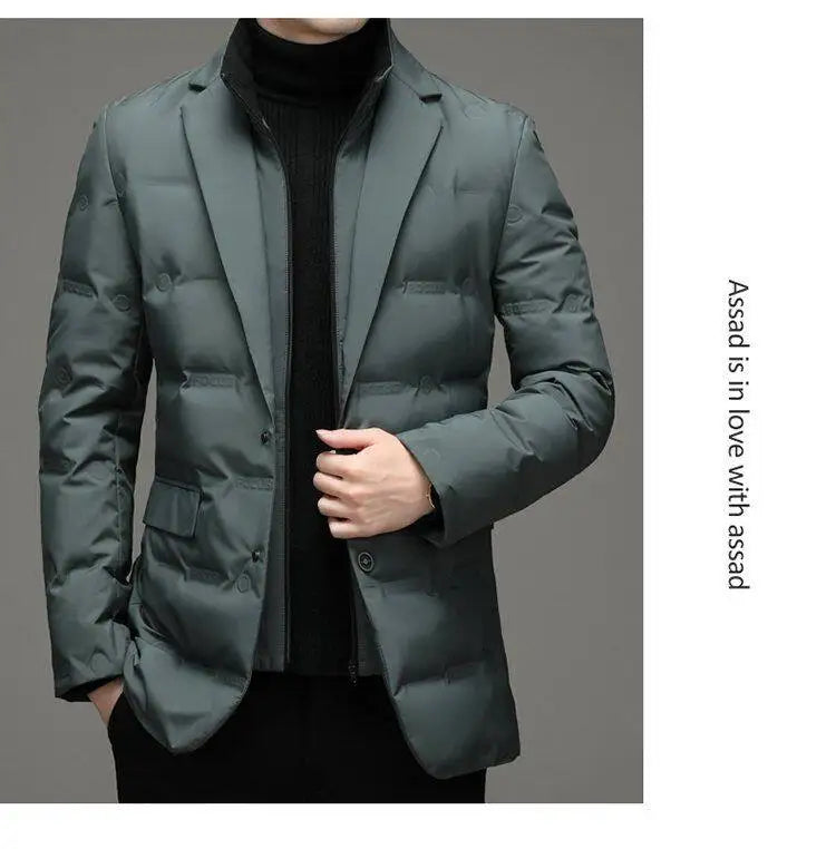 2025 High quality down jacket men winter business casual fashion handsome duck down medium long down jacket