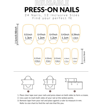 ARTAUG 24PCS Short Press On Nails Square Pink Fingertip White French Trim Press On Nails Full Cover Fake Nails Set Nail