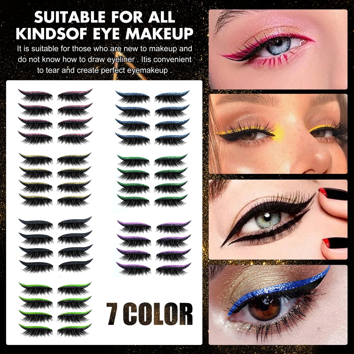 2in1 Eyeshadow Eyeliner Stickers False Eyelashes Waterproof Eyelash Liner Patches Instant Cat Eye Natural Look Party Eye Makeup