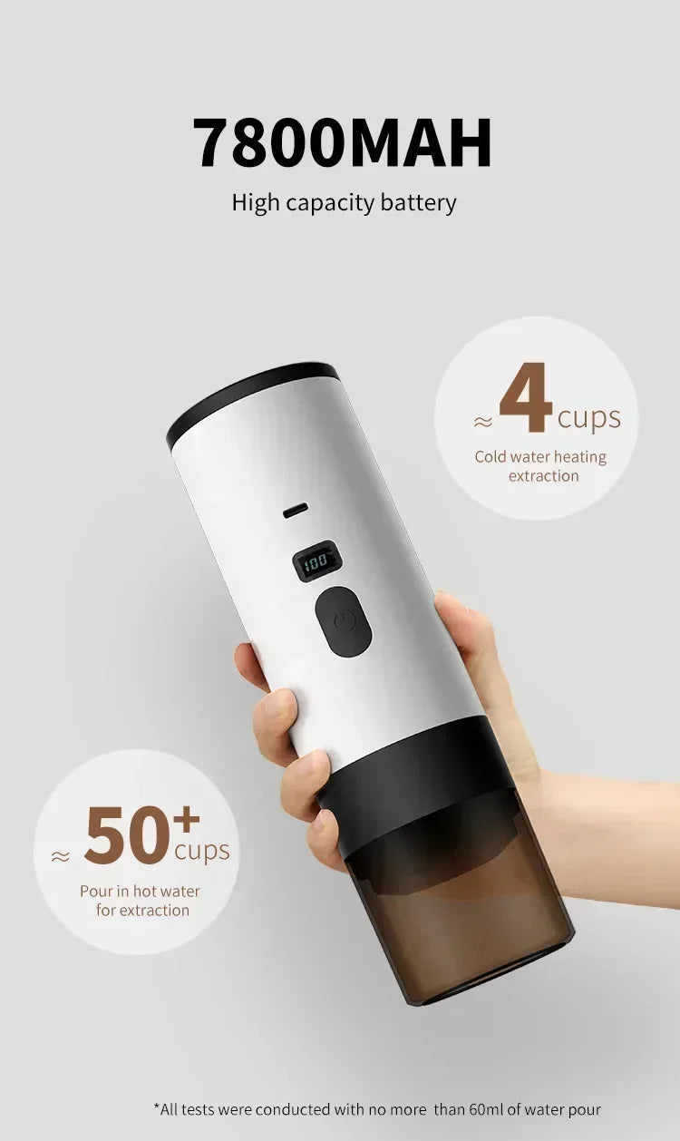 Portable Electric Coffee Maker 3-in-1 Capsule Coffee Grinder Travel Coffee Maker with Cordless Heating for Car and Home Camping