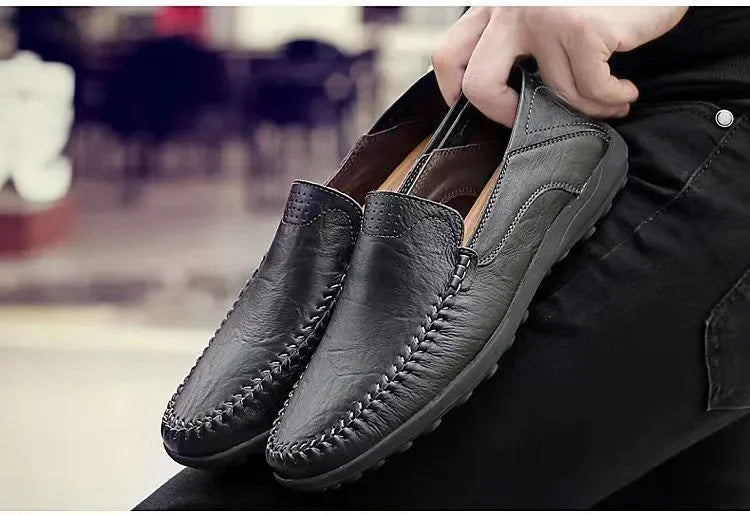 Shoes Men Leather Spring Loafers Slip on Business Casual Leather Shoes Classic Soft Moccasins Hombre Breathable Flats Shoes