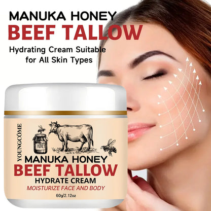 Manuka Honey Beef Tallow Face Cream Moisturiser Facial Anti Aging Skin Care Repair Fade Fine Line Wrinkle Remover Face Cream