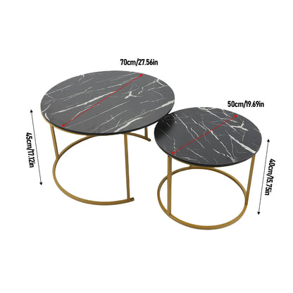 Coffee Table Set Minimalist Modern Nesting Round Center Table for Living Room Apartment Balcony Yard