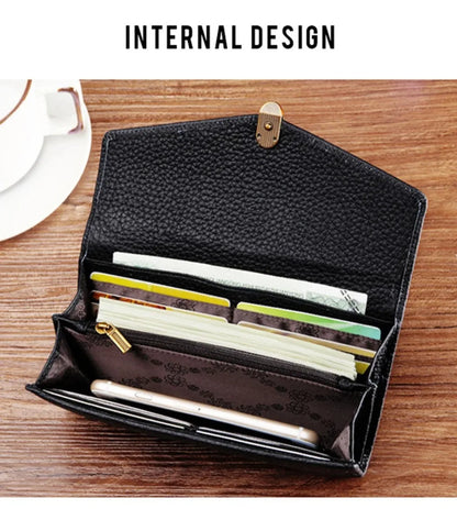 Genuine Leather Women's Wallets	Long Handbags Luxury Designer Purses for Women Credit	Card Holder Wallet Carteras Para Mujer