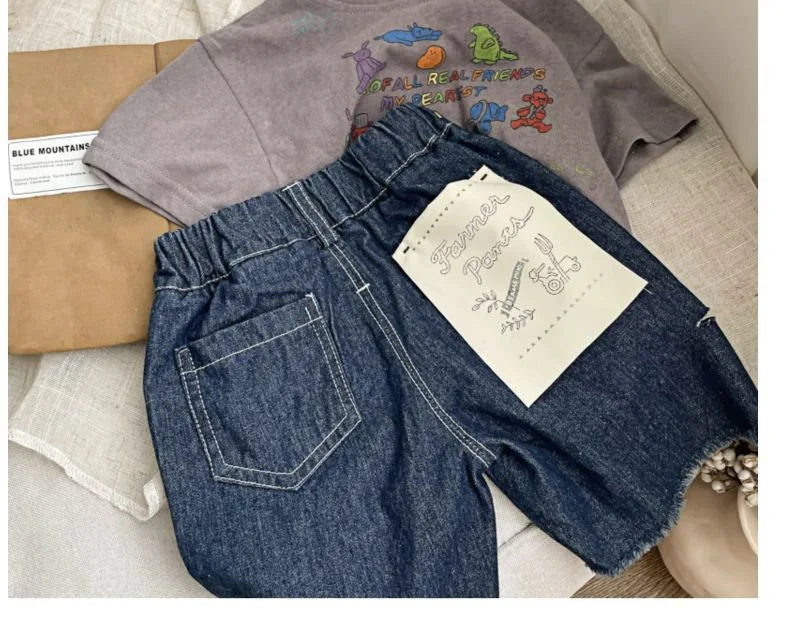 2025 Cartoon Baby T-shirts Korea Style Children's Baby Short Sleeve Printing Tees For Boys Girls
