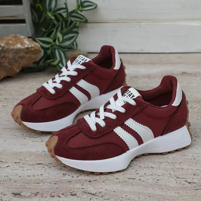 2026 Spring Retro Platform Women's Sneakers Summer Casual Patchwork Leather Sneakers Women's Outdoor Casual Comfort Shoes