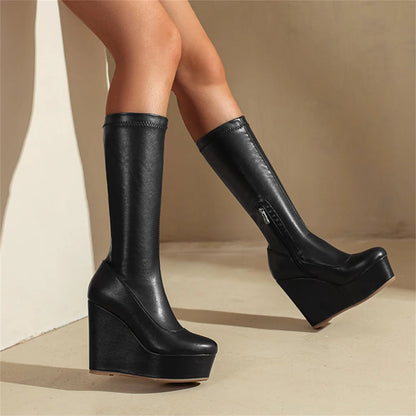 Big Size 35-43 Brand New Ladies Platform Ankle Boots Fashion Zip Wedges High Heels Boots Women 2022 Party Office Shoes Woman