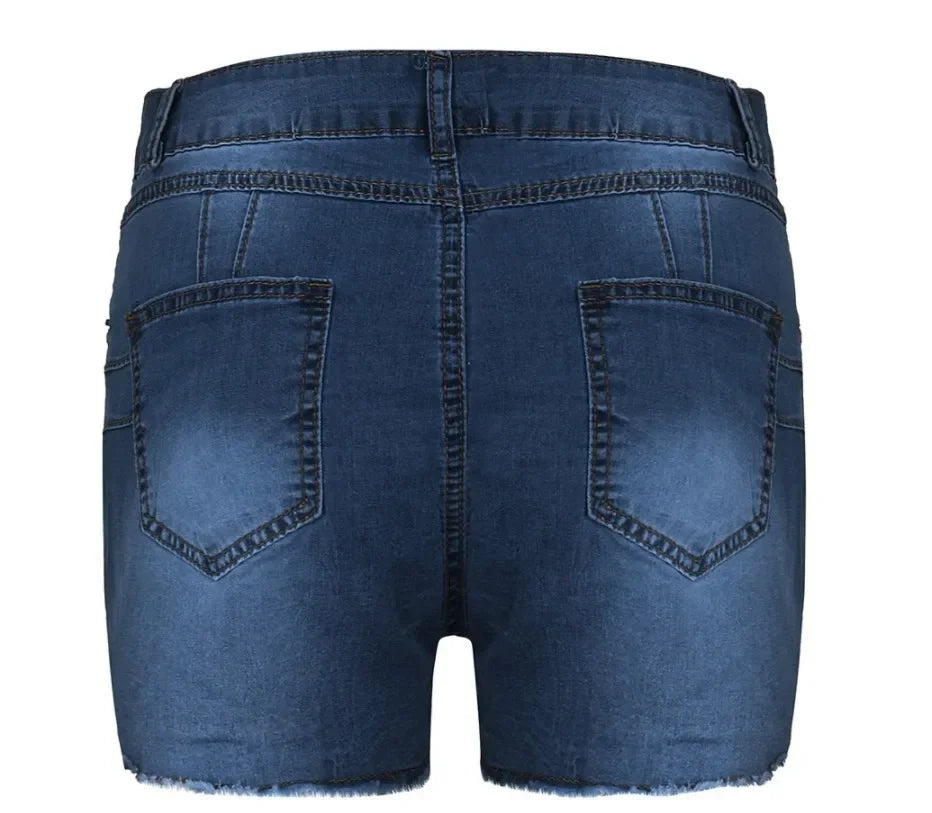 Shorts Denim Washed Women Jeans Tassel Solid High Waist Pockets Sexy Skinny Distressed 2025 Vintage Streetwear Spliced
