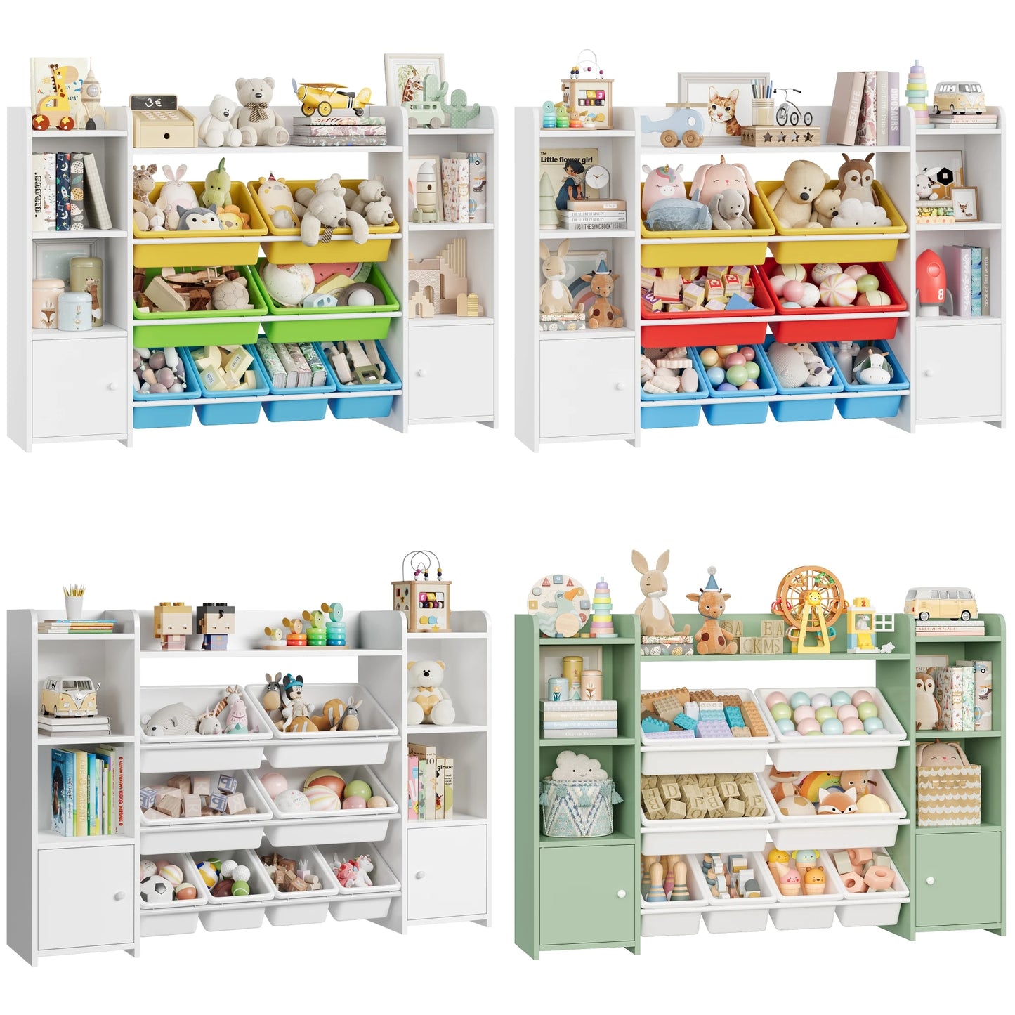 Getone Toy Storage Unit Children's Bookcase Toy Organiser Kids Storage with 8 Removable Boxes and Storage Shelves for Living Room Playroom Bedroom 138.8 x 29.6 x 94.3 cm