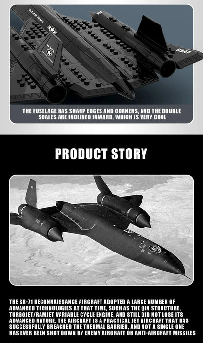 Creative Military SR-71 Blackbird Spy Plane  Building Blocks SetsMOC Kit Assembly Bricks STEM Learning Toys Gift for Children