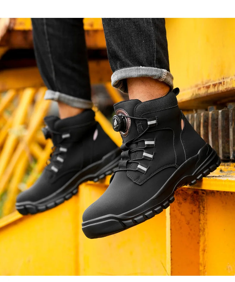 Waterproof Safety Boots Men Indestructible Steel Toe Work Boots Anti-smash Stab-resistant Safety Shoes Biker Botas Para Hombre