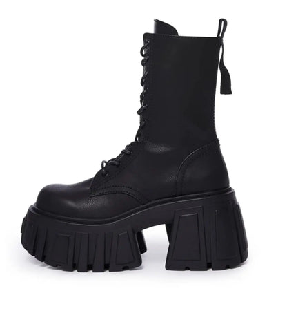 Fashion Platform Mid-calf Boots Black Thick High Heel Punk Short Boots Goth Style Cool Girl Spring Autumn Street Women's Shoes
