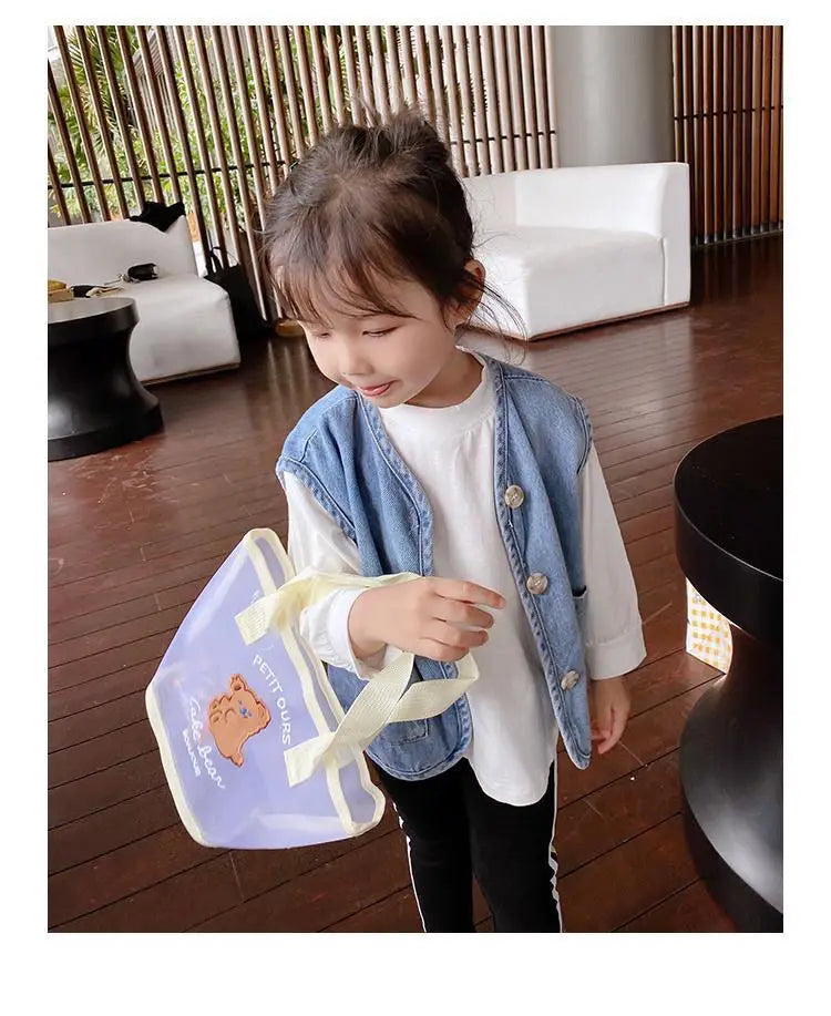 Children's Vest Spring and Autumn Season New Baby Versatile Shoulder Fashion Boys and Girls' Denim Vest Children Clothes