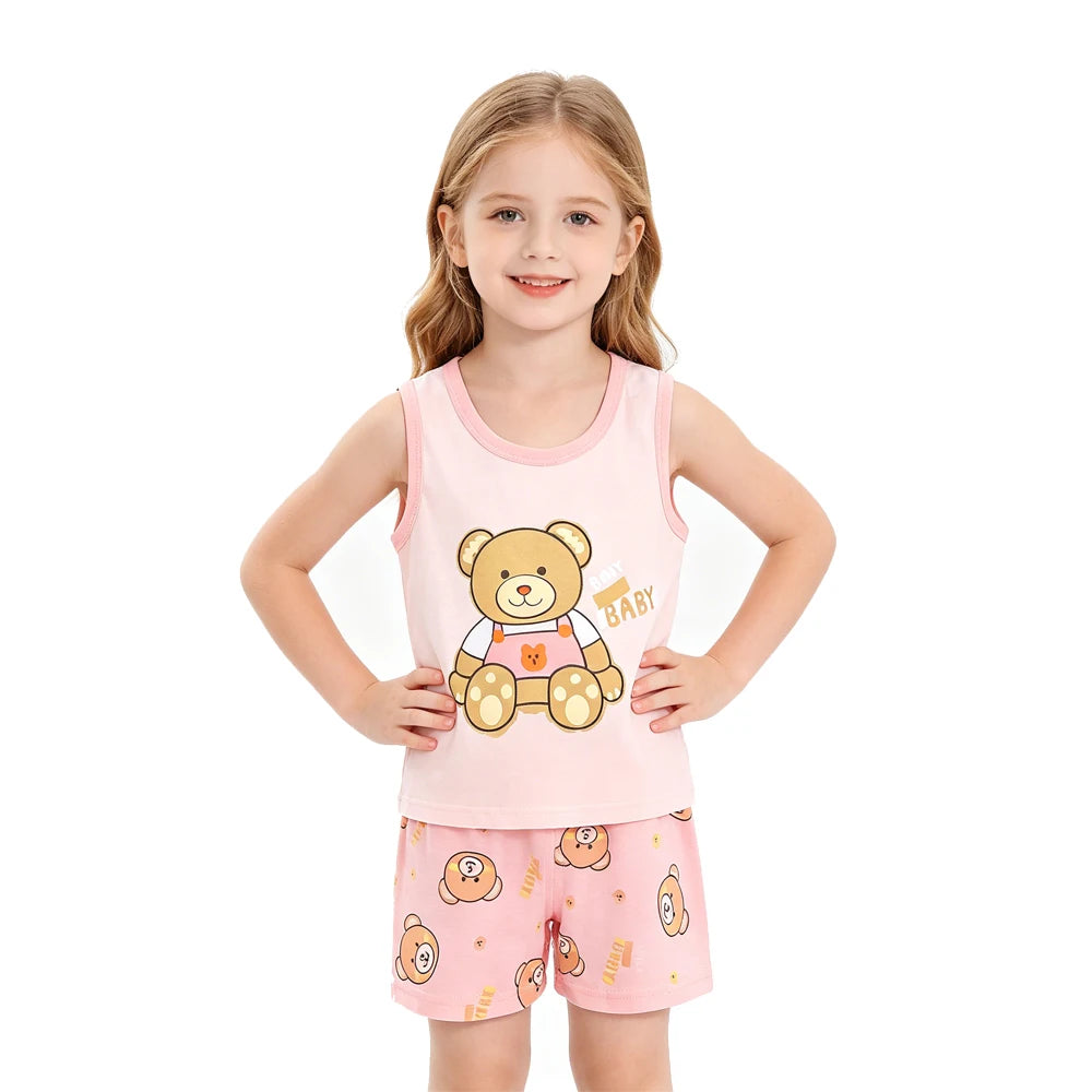 Fashion Kids Clothes Boys Girls Sets Top Shorts 2PCS 100% Cotton Soft Summer Children Baby Cloths T-shirt Shorts Toddler Suit