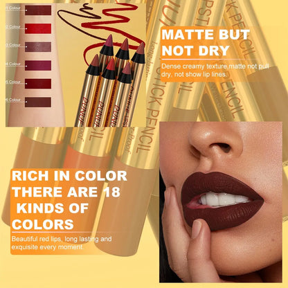Rich Color Non-stick Lipstick Pencil Long-lasting Matte Lip Liner Crayon Red Tint Brown Lipliner Makeup Easy To Apply Cosmetics