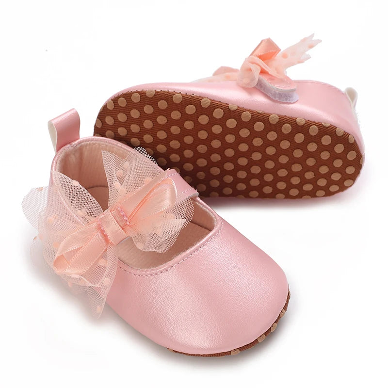 Cute Girl 0-18M Baby Shoes Pink Theme Bow Princess Shoes Spring and Autumn Soft Sole Lightweight Garden Shoes Casual Shoes