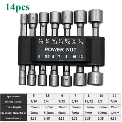 9/14/23pcs/set 5mm-13mm Hex SocketS Sleeve Nozzles Nut Driver Set Power Nuts Driver Socket Screwdriver Set Bits Sets Tools
