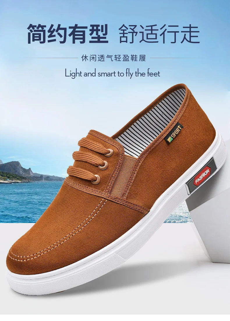 Men Shoes Breathable Canvas Shoes for Youth Student Slip on Walking Sneakers Driving Loafers House Moccasins Work Skate Flats