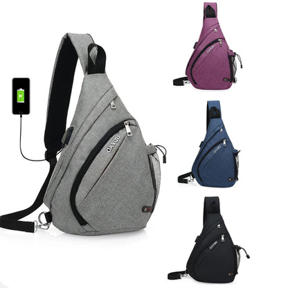 New Men One Shoulder Backpack Women Sling Bag Crossbody USB Boys Cycling Sports Travel Versatile Fashion Bag Student School 2023