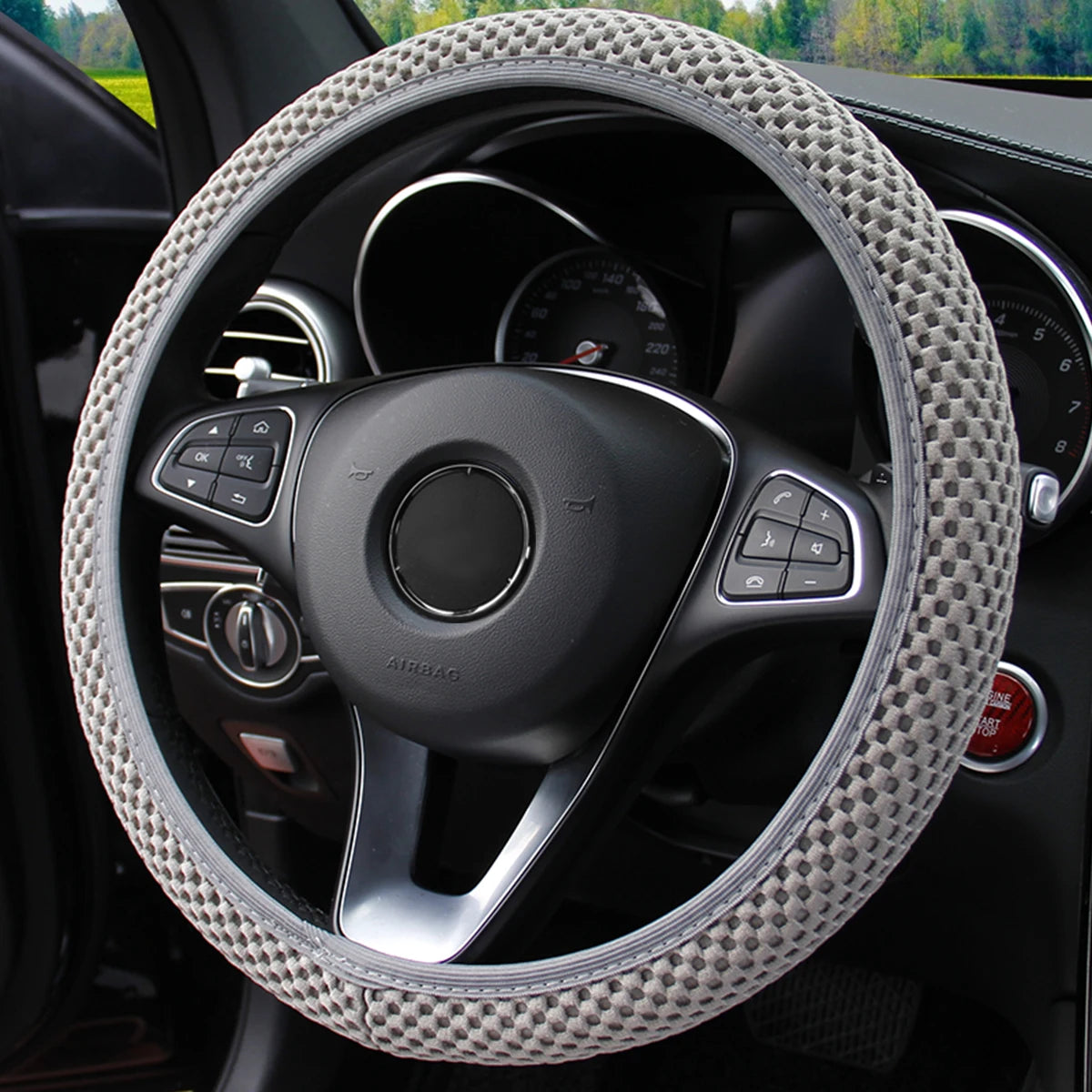 Summer Four Seasons Breathable massage comfortable mesh cloth car steering wheel cover women's car accessories black