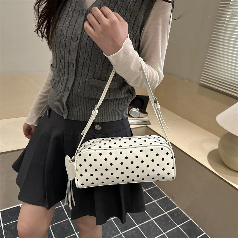 Women's Polka Dot Shoulder Bag New Niche Design Underarm Bag Commute Crossbody Bag High Appearance Fashion Bag