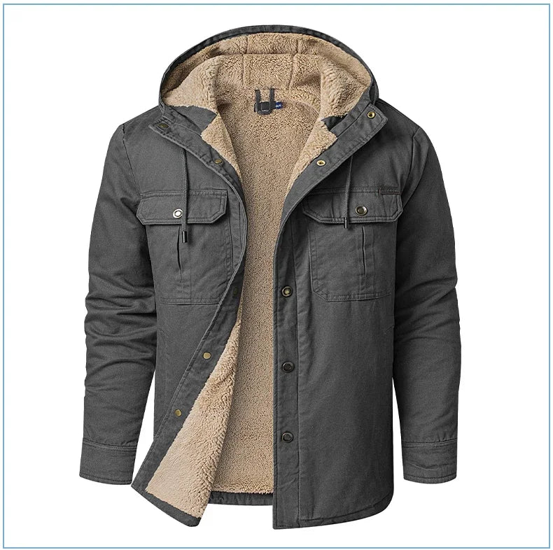 Thermal Thick Coat Parka USA SIZE Winter New Oversize Parkas Warm Korean Style Thick Men's Hooded Thick Fleece Winter Jacket