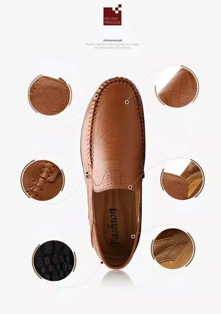 Shoes Men Leather Spring Loafers Slip on Business Casual Leather Shoes Classic Soft Moccasins Hombre Breathable Flats Shoes