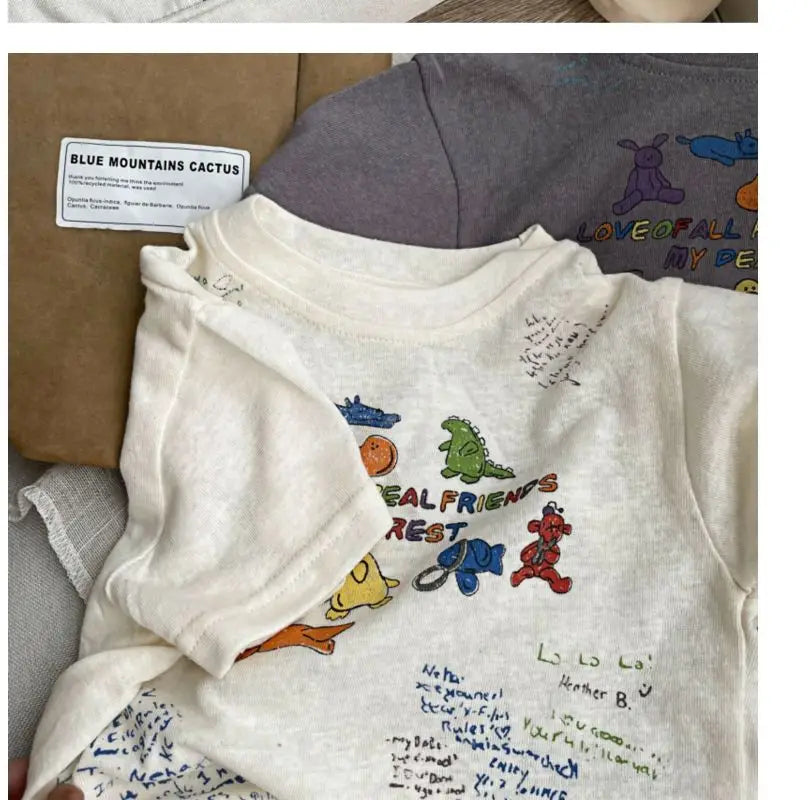 2025 Cartoon Baby T-shirts Korea Style Children's Baby Short Sleeve Printing Tees For Boys Girls