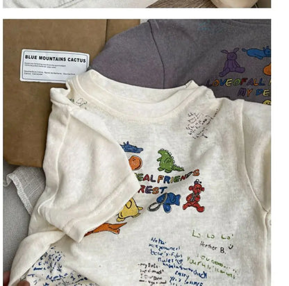 2025 Cartoon Baby T-shirts Korea Style Children's Baby Short Sleeve Printing Tees For Boys Girls