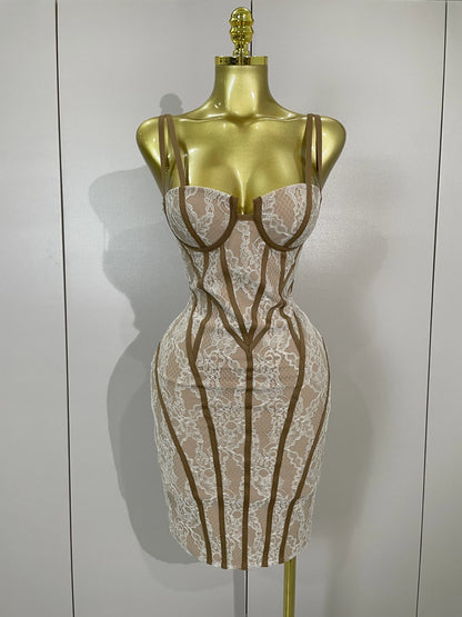 2025 New Women's Party Dress Original Design Camisole Lace Backless Evening Party Birthday Gowns Night Club Show Wear Vestido