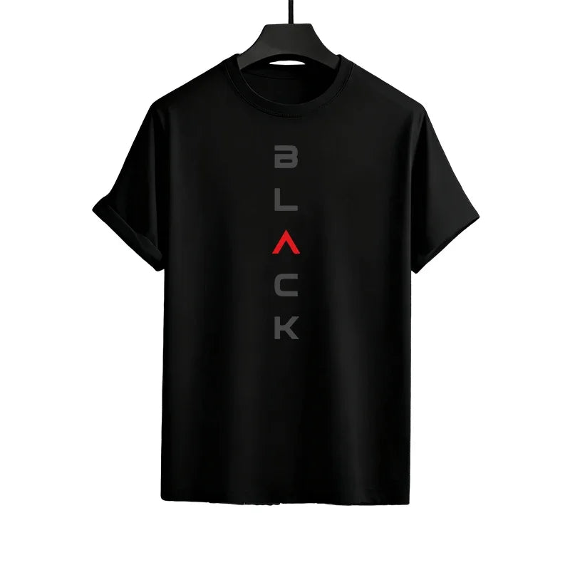 Male Spring Summer Home Outdoor Comfort Tees Set Black Letter Print Mens Tracksuit T-shirt + Pants Urban Causal Sports Outfit