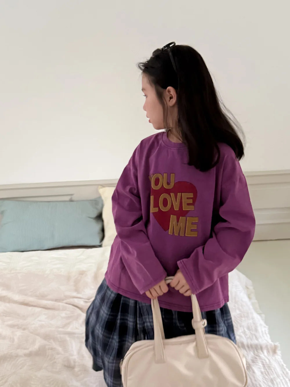 Children's Hoodie 2025 Autumn Girls' Korean Version Long Sleeved Letter Inner with Children's Round Neck Casual Loose Top