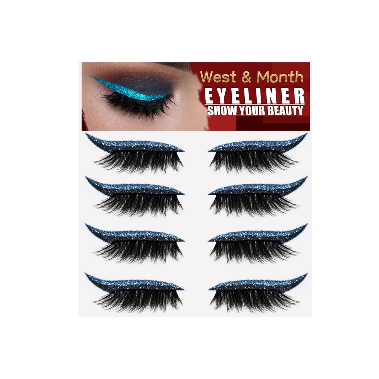 2in1 Eyeshadow Eyeliner Stickers False Eyelashes Waterproof Eyelash Liner Patches Instant Cat Eye Natural Look Party Eye Makeup
