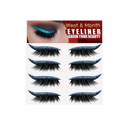 2in1 Eyeshadow Eyeliner Stickers False Eyelashes Waterproof Eyelash Liner Patches Instant Cat Eye Natural Look Party Eye Makeup