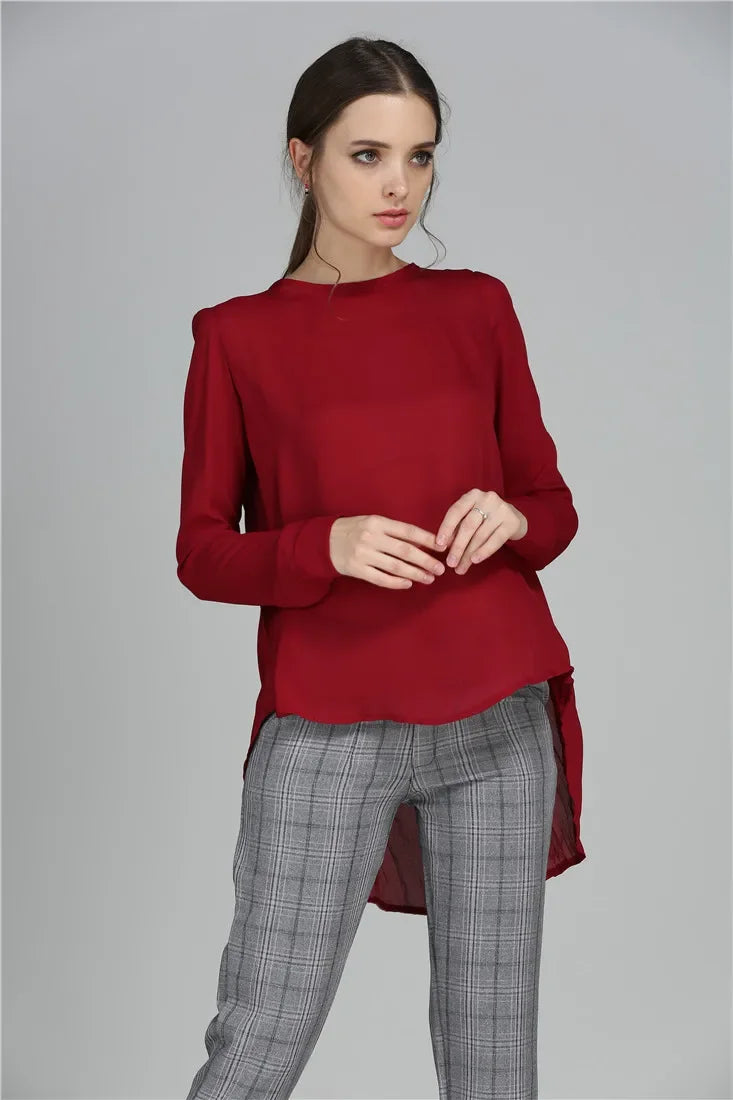 Women blouse long-sleeved V-neck elegant ladies chiffon shirt top fashion office work shirt Plus Size Blusas 5XL