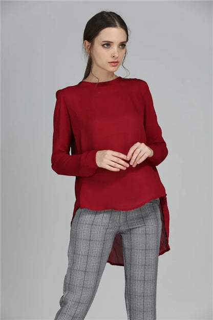 Women blouse long-sleeved V-neck elegant ladies chiffon shirt top fashion office work shirt Plus Size Blusas 5XL